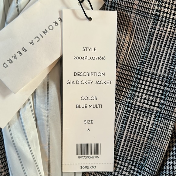 NWT Veronica Beard GIa Blue Plaid Dickey Jacket 6 - Picture 3 of 9